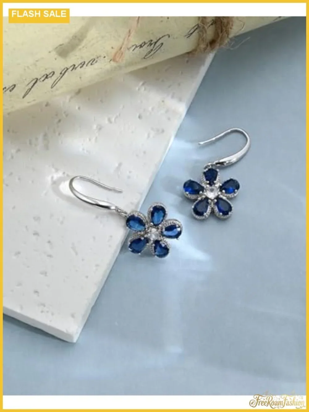 925 Sterling Silver Plated Flower Dangle Earrings for Women